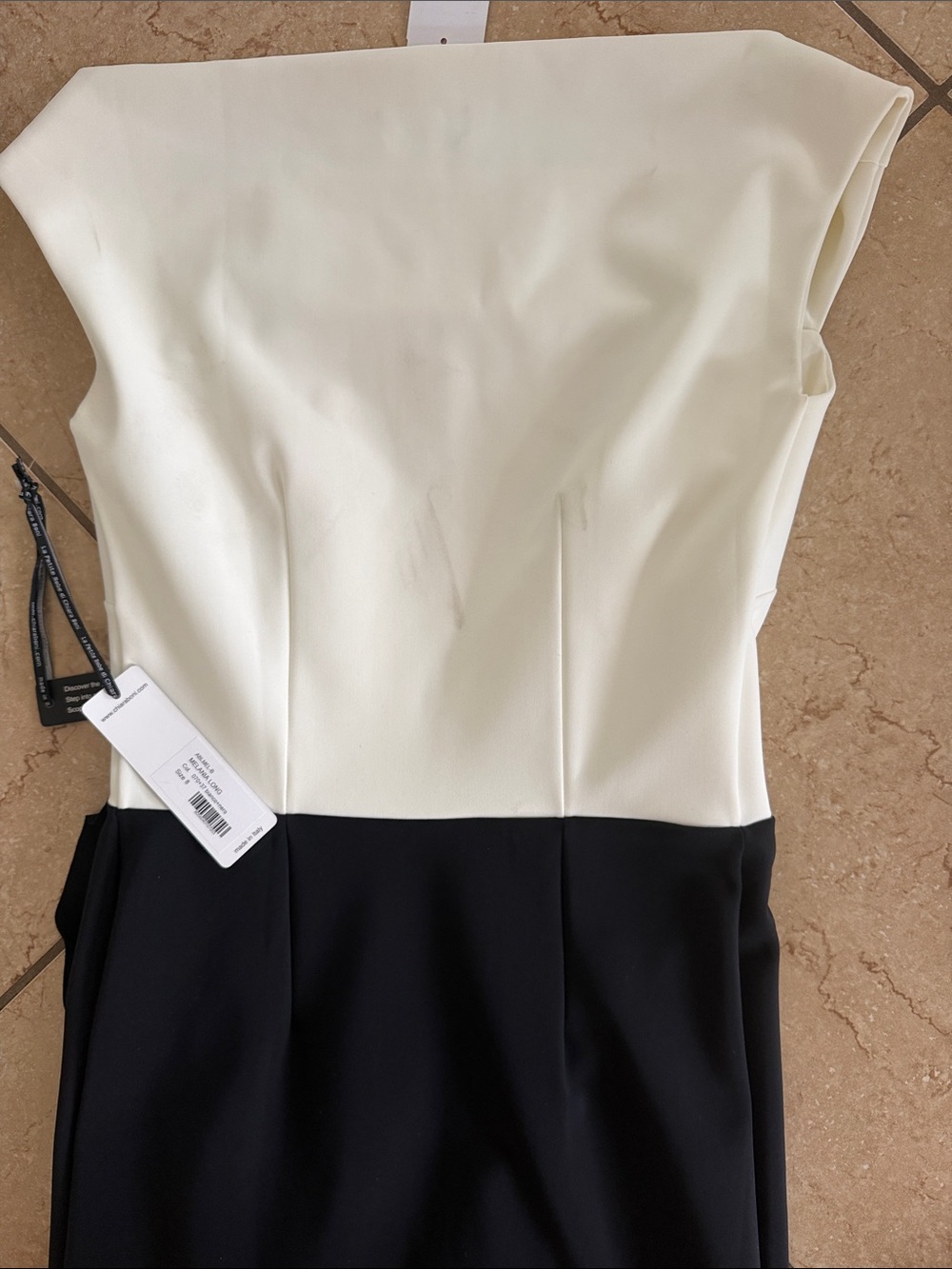 Chiara Boni Black and White Off-Shoulder Maxi Gown - Picture 10 of 16